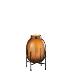 J-Line vaas op voet glas small 15.5x15.5x26.5cm