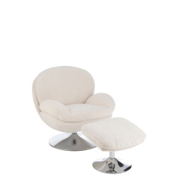 J-Line relax zetel+ voetbank metaal/multiplex creme/zilver 88.5x83.5x83.5cm