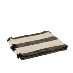 J-Line jete le lit lignes lin beige 171x126.5x1cm
