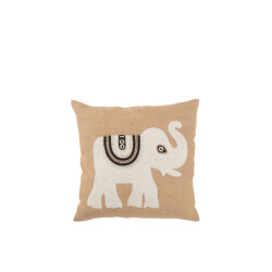 J-Line kussen olifant textiel naturel/wit small 45x45x10.5cm