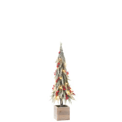 J-Line kerstboom+led kunststof sneeuw groen/ medium 16x16x60cm