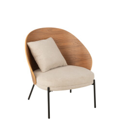 J-Line loungestoel lone multiplex/metaal /beige 77.4x71.8x81.8cm