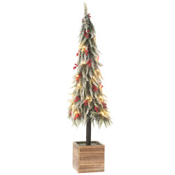 J-Line kerstboom+led kunststof sneeuw groen/ extra large 22x22x95cm