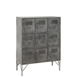 J-Line kast 9 deuren metaal zilver 86x41x113.5cm