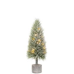 J-Line kerstboom b+led kunststof sneeuw medium 19x19x60cm