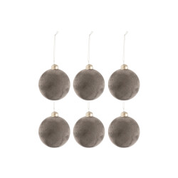 J-Line doos van 6 kerstballen fluweel glas small 8x8x8cm
