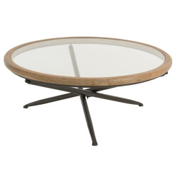 J-Line tafel rond hout/glas large 100x100x40cm