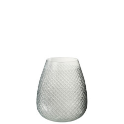 J-Line vaas geruit glas medium 18x18x25cm
