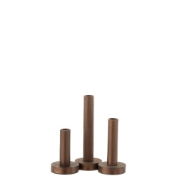 J-Line set van 3 kandelaars laag modern metaal mat donker 7x7x22cm