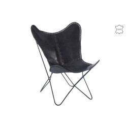 J-Line lounge stoel leder/metaal 92x65x90cm