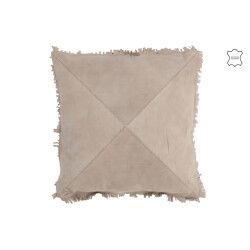 J-Line kussen kruis vierkant leder 42x41x12cm