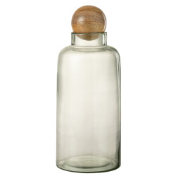 J-Line vaas bol kurk glas/hout 16x16x36.5cm