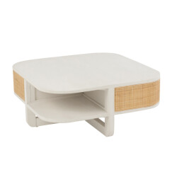 J-Line salontafel molly exotiek hout/rotan 84.5x84.5x36cm