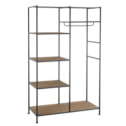 J-Line textiel rek metaal/hout 111x52x181cm