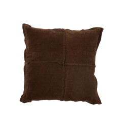 J-Line kussen vierkant leder/linnen 45x45x4cm
