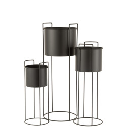 J-Line set van drie bloempotten op voet metaal 28x28x80cm