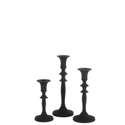 J-Line set van drie kaarshouder klassiek aluminium 9x9x23.5cm