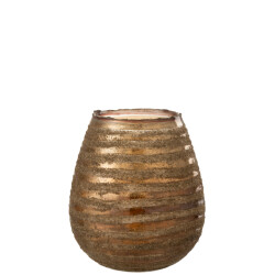 J-Line theelichthouder streep rond glas large 20x20x23cm