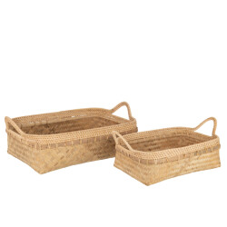 J-Line set van 2 plateaus bamboe 47x34x16.5cm