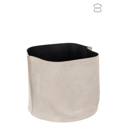 J-Line opbergmand rond laag leder 25.5x25.5x35cm