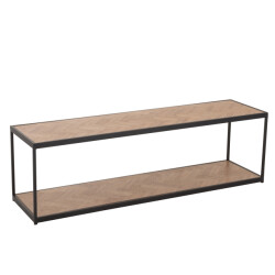 J-Line salontafel zigzag rechthoek hout/metaal naturel/ 150x40x44.5cm