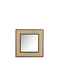 J-Line spiegel molly exotiek hout/rotan small 80.5x3.5x80.5cm