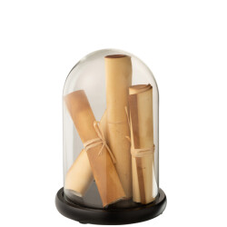J-Line stolp papier perkament bruin glas small 18x18x26cm