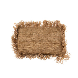 J-Line kussen rechthoekig raffia 47x35x10cm
