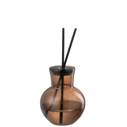 J-Line geurolie vaas deksel li-ly land glas 15x15x19cm