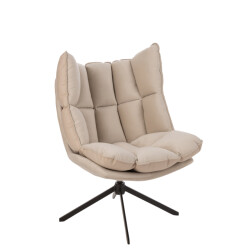 J-Line stoel relax kussen op frame textiel/metaal beige 78x73x92cm