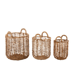 J-Line set van 3 manden bananen bladeren 47x46x55.5cm