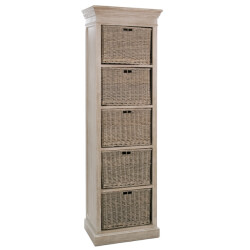 J-Line rek + 5 manden hout nat 59x40x194cm 59x39.5x193.5cm