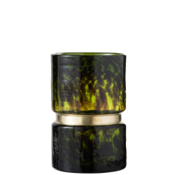 J-Line vaas spikkel glas /zwart/goud small 16x16x23.5cm