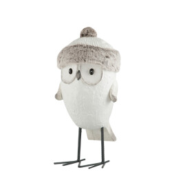 J-Line uil muts winter magnesia /grijs large 21x20x52cm