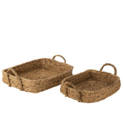 J-Line set van 2 manddienbladen waterhyacint natuur 51x48x16cm