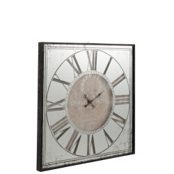 J-Line klok vierkant hotel spiegel grijs 99.5x99.5x6.5cm