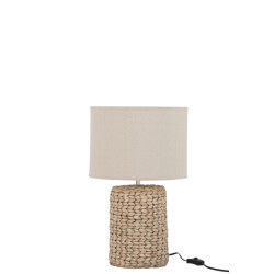 J-Line lampvoet+kap dik vlecht beton/katoen s 28x28x47cm
