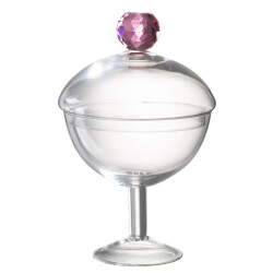 J-Line voorraadpot diamant kristal /roze glas large 14x14x25cm