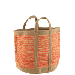 J-Line mand rond met handvaten jute naturel/ 60x40x40cm