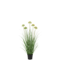 J-Line gras met bloem in pot pvc 33x33x72cm