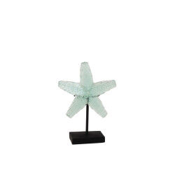 J-Line zeester op voet gerecycleerd glas transparent small 21.5x9.5x29cm