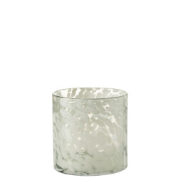 J-Line windlicht spikkel glas /wit medium 18x18x18cm