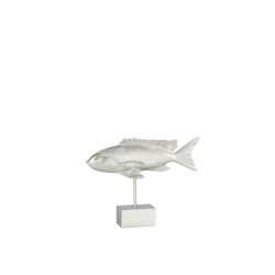 J-Line tropische vis lang op voet poly zilver 33x7x25.5cm