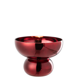 J-Line windlicht op voet afgerond glas donker 23x23x17.5cm