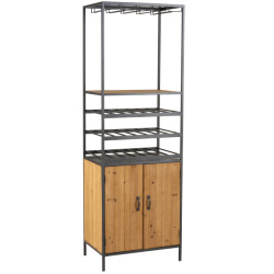 J-Line kast voor wijnflessen+glazen metaal/hout 60x42.5x180cm
