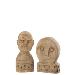 J-Line set van 2 afrikaans maskers hout 6x12.5x28.5cm