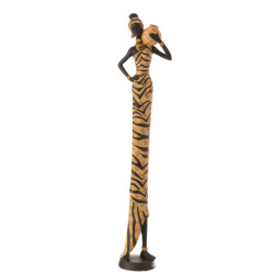 J-Line afrikaanse vrouw zebra poly /bruin 18x12x82cm