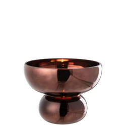 J-Line windlicht op voet afgerond glas pruim 23x23x17.5cm
