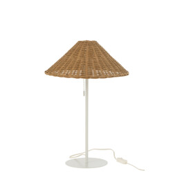 J-Line tafellamp metaal/rattan wit/ 32x32x50cm