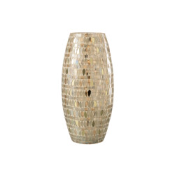 J-Line windlicht mozaiek glas beige large 16x16x35cm